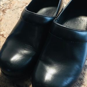 Dansko Black Leather Mules